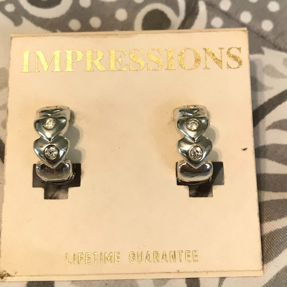 Silver Heart Clip On' with Diamonds
